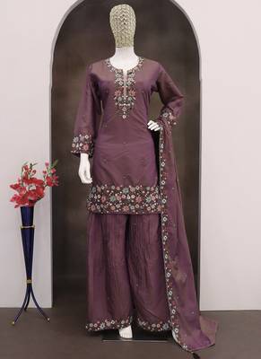 Violet simar silk embroidered palazzo suit 2
