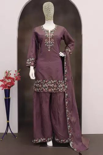 Violet simar silk embroidered palazzo suit