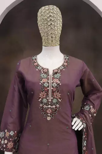 Violet simar silk embroidered palazzo suit