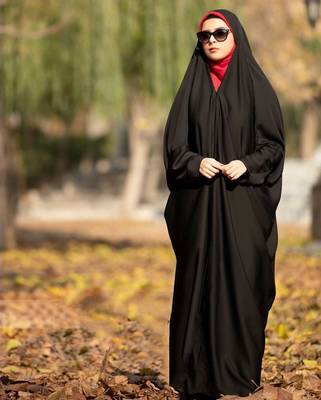 Premium Irani or Iraqi Chadar or Abaya Nida Plain Black Long Cuff Sleeves 1