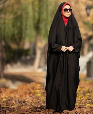Premium Irani or Iraqi Chadar or Abaya Nida Plain Black Long Cuff Sleeves 2