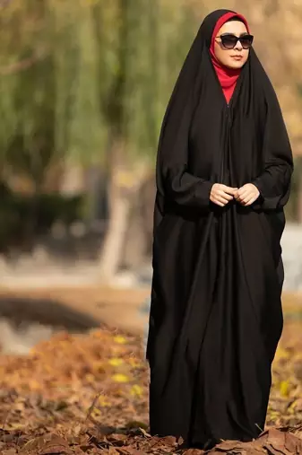 Premium Irani or Iraqi Chadar or Abaya Nida Plain Black Long Cuff Sleeves