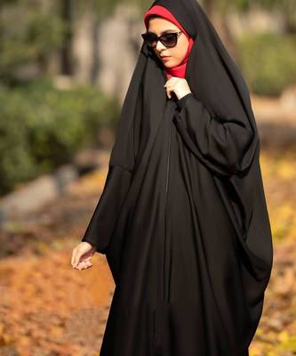 Premium Irani or Iraqi Chadar or Abaya Nida Plain Black Long Cuff Sleeves 3
