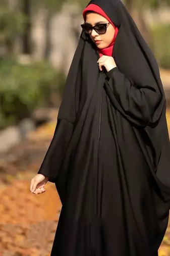 Premium Irani or Iraqi Chadar or Abaya Nida Plain Black Long Cuff Sleeves