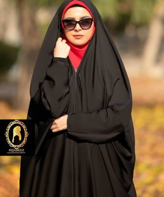 Premium Irani or Iraqi Chadar or Abaya Nida Plain Black Long Cuff Sleeves 4