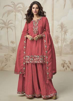 Gajri simar silk embroidered palazzo suit 1