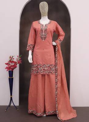 Gajri simar silk embroidered palazzo suit 2