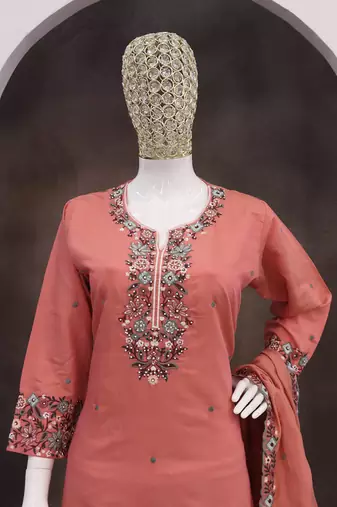 Gajri simar silk embroidered palazzo suit