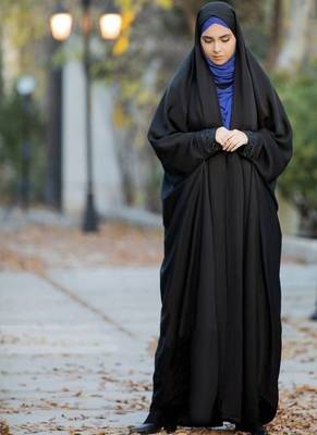 Premium Irani or Iraqi Chadar or Abaya Nida Plain Black Lace Sleeves 1