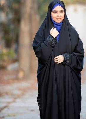 Premium Irani or Iraqi Chadar or Abaya Nida Plain Black Lace Sleeves 2
