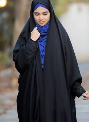 Premium Irani or Iraqi Chadar or Abaya Nida Plain Black Lace Sleeves 3