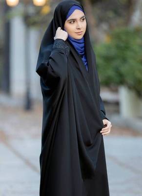 Premium Irani or Iraqi Chadar or Abaya Nida Plain Black Lace Sleeves 4