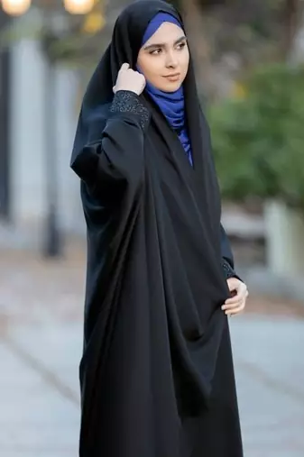 Premium Irani or Iraqi Chadar or Abaya Nida Plain Black Lace Sleeves