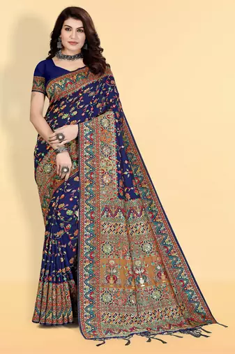 Royal Blue Ethnic Woven Saree with Intricate Designer Heavy Pallu Detailing