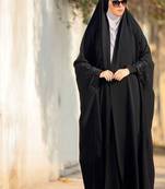 Premium Irani or Iraqi Chadar or Abaya Nida Plain Black Embroidery Sleeves