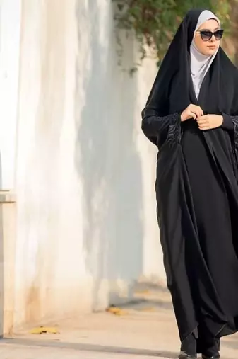 Premium Irani or Iraqi Chadar or Abaya Nida Plain Black Embroidery Sleeves
