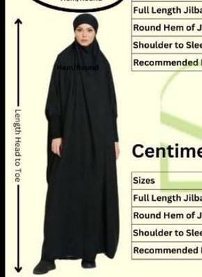 Premium Irani or Iraqi Chadar or Abaya Nida Plain Black Embroidery Sleeves 5