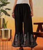 Hand embroidered black georgette lucknowi chikankari palazzo