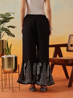 Hand embroidered black georgette lucknowi chikankari palazzo 2
