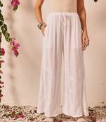 Hand embroidered white modal lucknowi chikankari palazzo