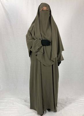 Premium Matching Fawn Baggy Abaya and Single Layer Khimar 1