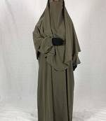 Premium Matching Fawn Baggy Abaya and Single Layer Khimar