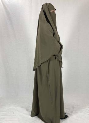 Premium Matching Fawn Baggy Abaya and Single Layer Khimar 3