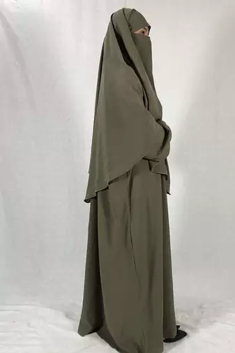 Premium Matching Fawn Baggy Abaya and Single Layer Khimar