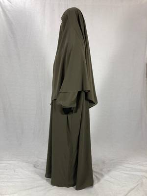 Premium Matching Fawn Baggy Abaya and Single Layer Khimar 4