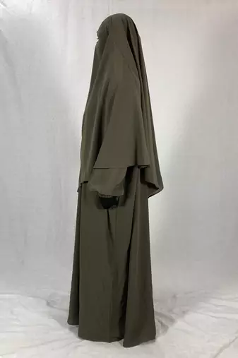 Premium Matching Fawn Baggy Abaya and Single Layer Khimar