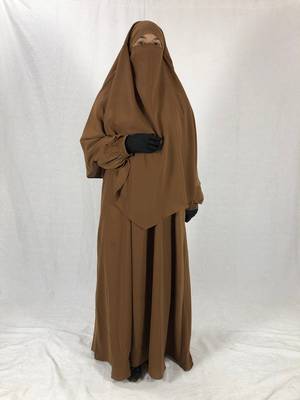 Premium Matching Mustard Baggy Abaya and Single Layer Khimar 1