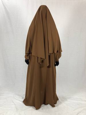 Premium Matching Mustard Baggy Abaya and Single Layer Khimar 2