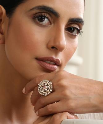 gold plated kundan ring 1