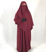 Premium Matching Maroon Baggy Abaya and Single Layer Khimar