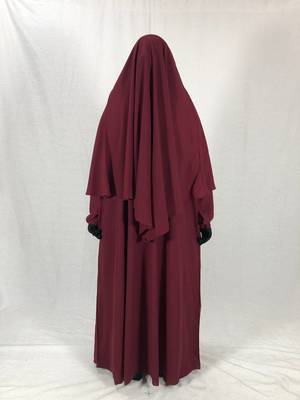 Premium Matching Maroon Baggy Abaya and Single Layer Khimar 2