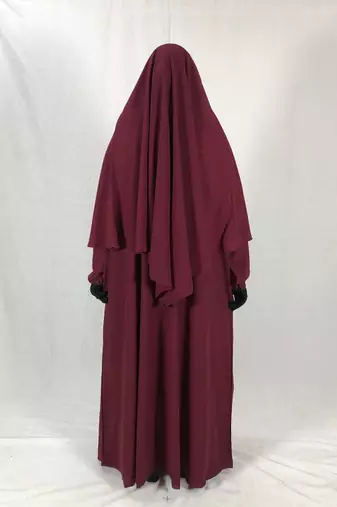 Premium Matching Maroon Baggy Abaya and Single Layer Khimar