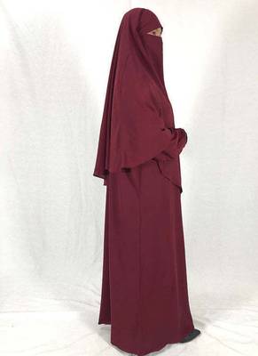 Premium Matching Maroon Baggy Abaya and Single Layer Khimar 3