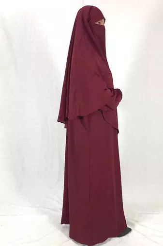 Premium Matching Maroon Baggy Abaya and Single Layer Khimar