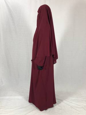 Premium Matching Maroon Baggy Abaya and Single Layer Khimar 4