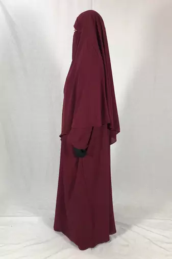 Premium Matching Maroon Baggy Abaya and Single Layer Khimar