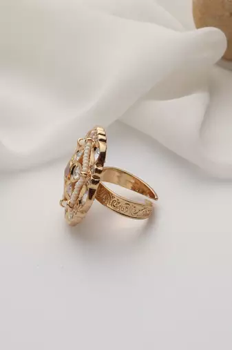 gold plated kundan ring