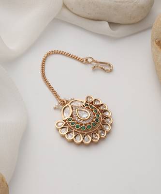  gold plated multicolor kundan maangtikka 2