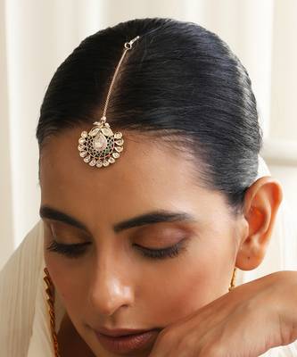  gold plated multicolor kundan maangtikka 3