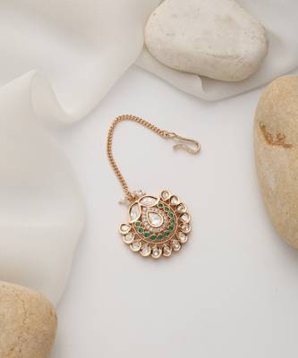  gold plated multicolor kundan maangtikka 4