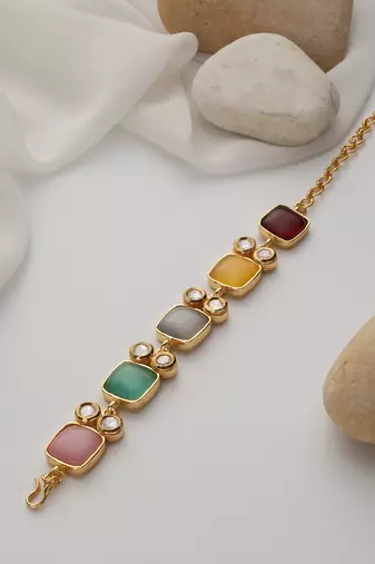  gold plated multi stone bracelet