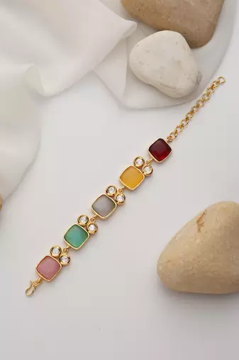 gold plated multi stone bracelet