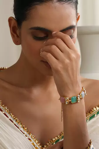  gold plated multi stone bracelet