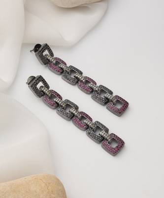 Black rhodium earrings  with american diamond work 1