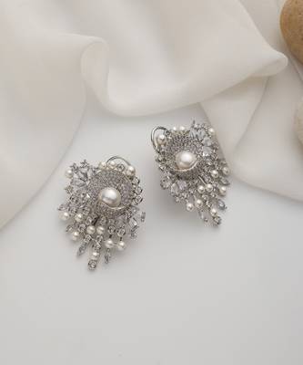 Silver plated american diamond dangler earring 1