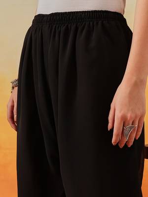 Hand embroidered black georgette lucknowi chikankari palazzo 7